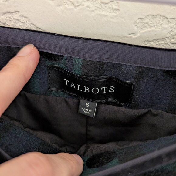 Talbots Wool Plaid Polka Dot Lined Mini Skirt Size 6 Holiday Winter - Picture 3 of 7